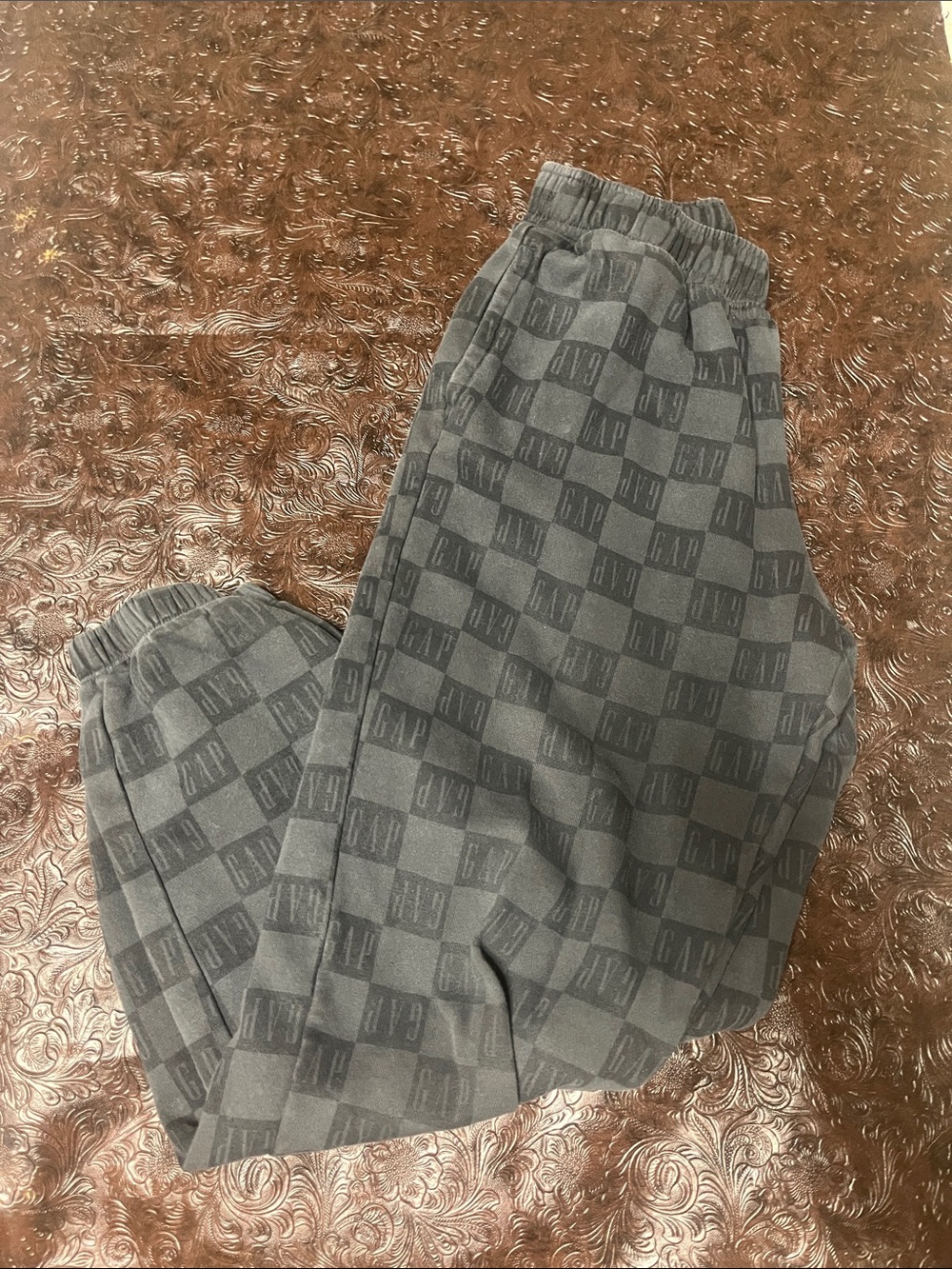 GAP Charcoal Checker Logo Teen’s Joggers